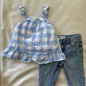 Janie and Jack Gingham Blouse and Jean Bundle
